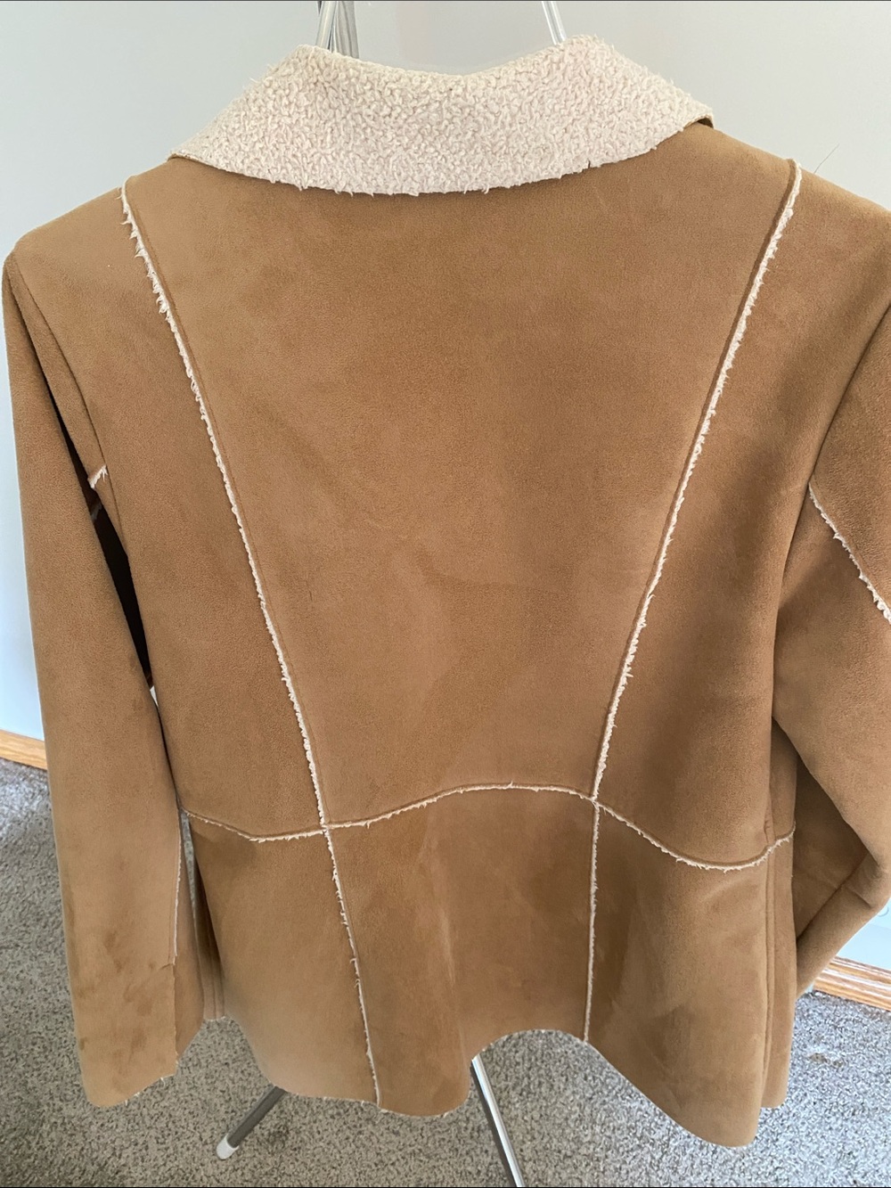 CAbi Camel Faux-Suede Teddy Trim Jacket - Picture 2 of 4